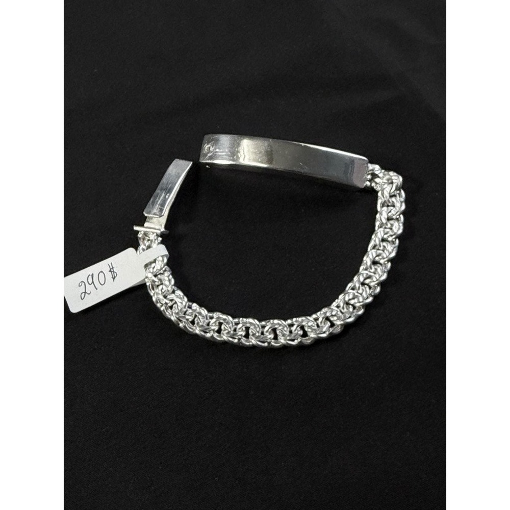 Sterling Silver 925 ID Bracelet Mens Curb Link Chain Engravable Plate 7.5 Inch